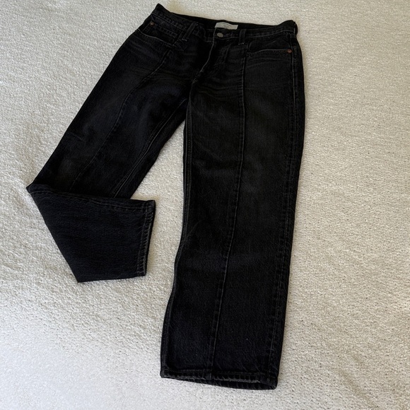 Levi's REVOLVE Altered Straight Leg Black Jeans Distressed Size 27 - Picture 9 of 14